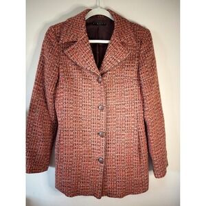 Sisley Women's Tweed Wool Blend Blazer Jacket Made in Italy Size 42 US/6